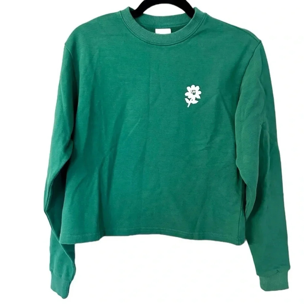 Outdoor Voices Picking Flowers Graphic Cotton Cropped Sweatshirt Size XXS NWT